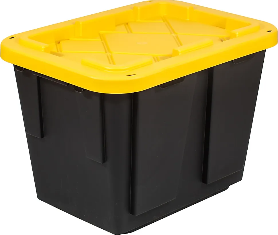 Office Depot® Brand by Greenmade® Professional Storage Totes, 12-Gallon, Black/Yellow, Pack Of 4 Totes