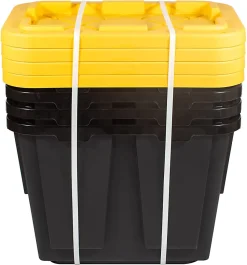 Office Depot® Brand by Greenmade® Professional Storage Totes, 12-Gallon, Black/Yellow, Pack Of 4 Totes