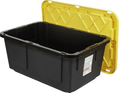 Office Depot® Brand by Greenmade® Professional Storage Totes, 23-Gallon, Black/Yellow, Pack Of 4 Totes