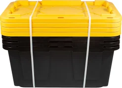 Office Depot® Brand by Greenmade® Professional Storage Totes, 23-Gallon, Black/Yellow, Pack Of 4 Totes