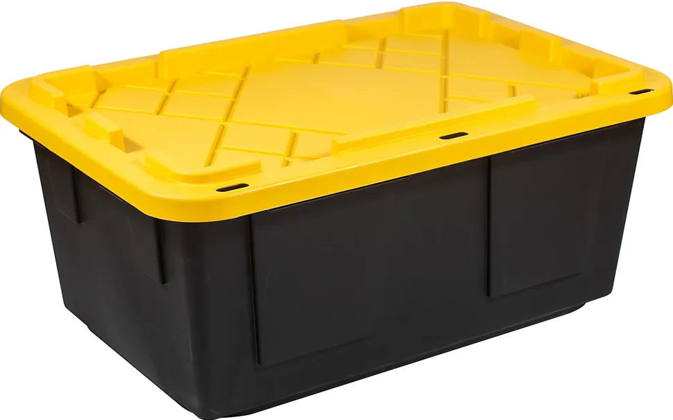 Office Depot® Brand by Greenmade® Professional Storage Totes, 23-Gallon, Black/Yellow, Pack Of 4 Totes