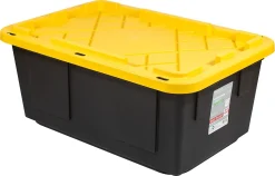 Office Depot® Brand by Greenmade® Professional Storage Totes, 23-Gallon, Black/Yellow, Pack Of 4 Totes