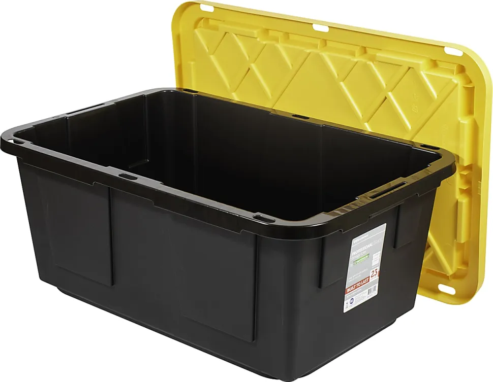 Office Depot® Brand by GreenMade® Professional Storage Totes, 23-Gallon, Black/Yellow