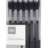 Office Depot® Brand Callisto Retractable Gel Ink Pens, Fine Point, 0.5 mm, Transparent Black Barrel, Black Ink, Pack Of 12 Pens