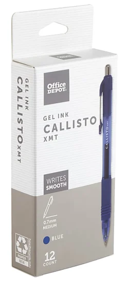 Office Depot® Brand Callisto Retractable Gel Ink Pens, Medium Point, 0.7 mm, Transparent Blue Barrel, Blue Ink, Pack Of 12 Pens