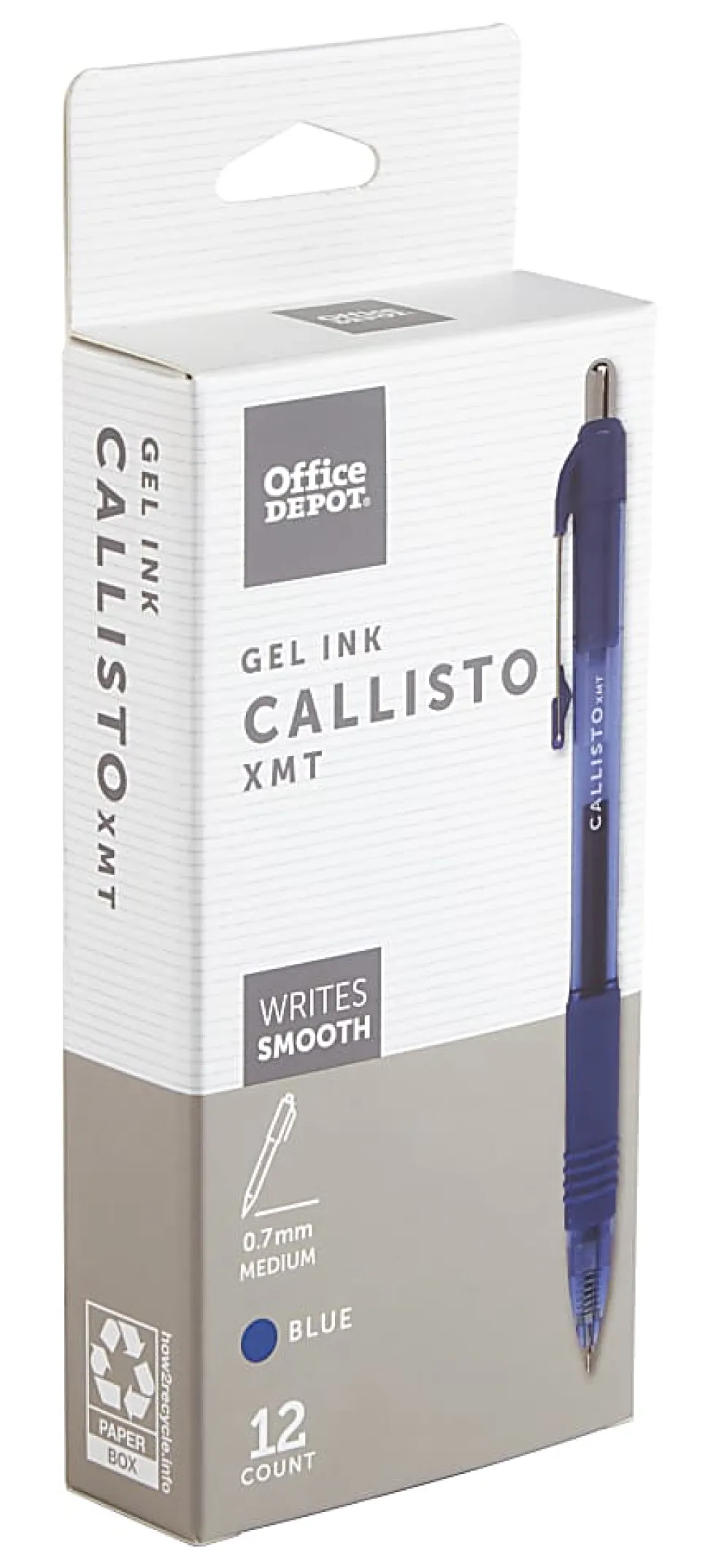 Office Depot® Brand Callisto Retractable Gel Ink Pens, Medium Point, 0.7 mm, Transparent Blue Barrel, Blue Ink, Pack Of 12 Pens