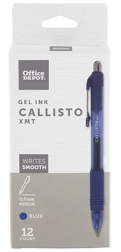 Office Depot® Brand Callisto Retractable Gel Ink Pens, Medium Point, 0.7 mm, Transparent Blue Barrel, Blue Ink, Pack Of 12 Pens