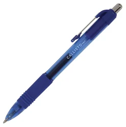 Office Depot® Brand Callisto Retractable Gel Ink Pens, Medium Point, 0.7 mm, Transparent Blue Barrel, Blue Ink, Pack Of 12 Pens