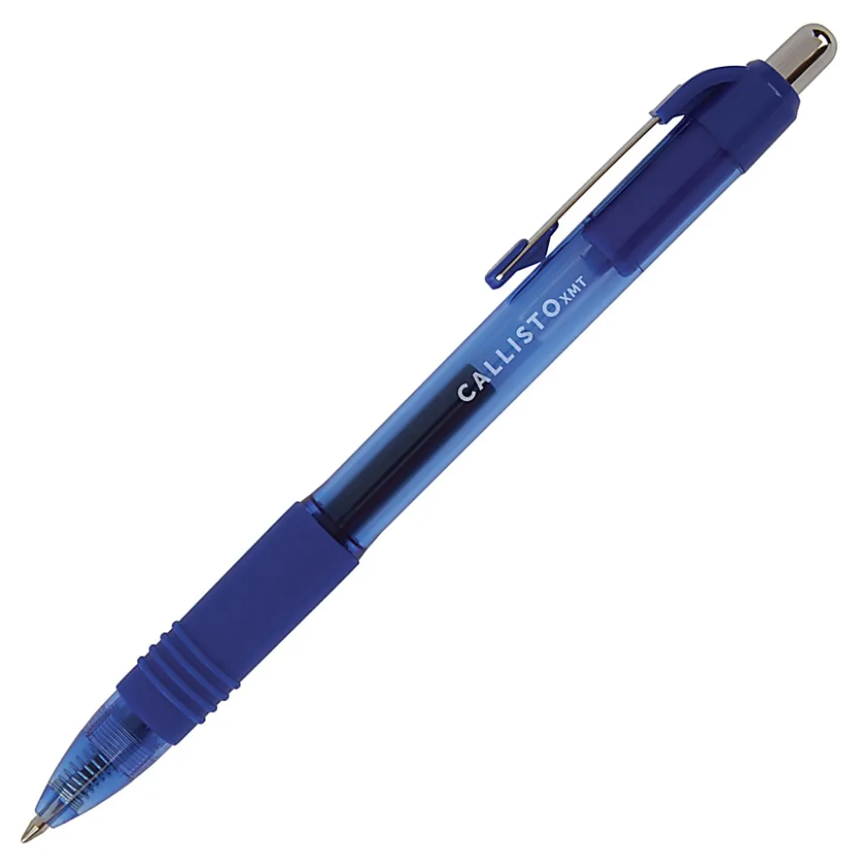 Office Depot® Brand Callisto Retractable Gel Ink Pens, Medium Point, 0.7 mm, Transparent Blue Barrel, Blue Ink, Pack Of 12 Pens
