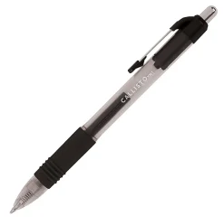 Office Depot® Brand Callisto Retractable Gel Ink Pens, Medium Point, 0.7 mm, Transparent Black Barrel, Black Ink, Pack Of 12 Pens