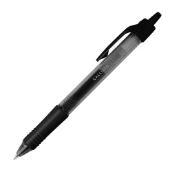 Office DepotĀ® Brand Callisto Retractable Gel Ink Pens, Medium Point, 0.5 mm, Translucent Black Barrel, Black Ink, Pack Of 12 Pens