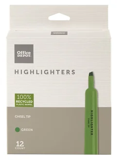 Office Depot® Brand Chisel-Tip Highlighter, 100% Recycled Plastic Barrel, Green, Pack Of 12