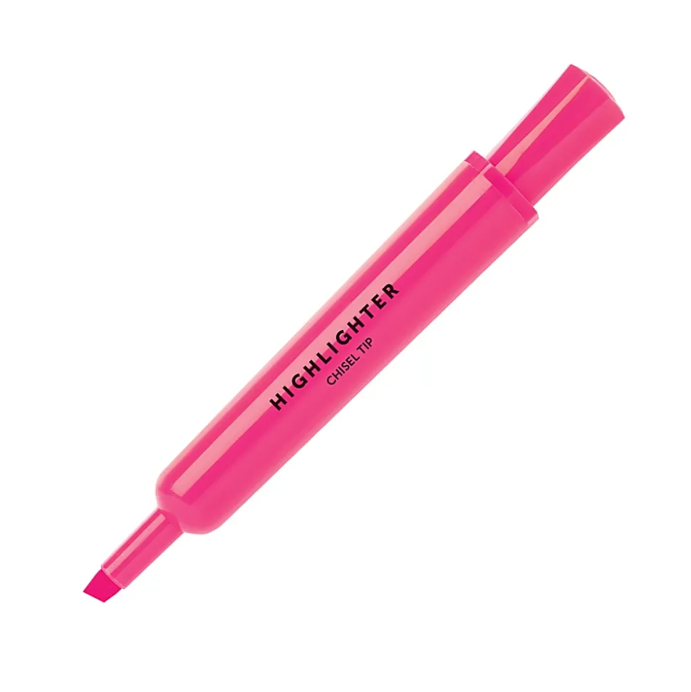 Office Depot® Brand Chisel-Tip Highlighter, 100% Recycled Plastic Barrel, Fluorescent Pink, Pack Of 12