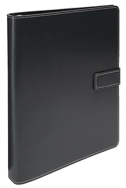 Office Depot® Brand Classic Style Magnetic Strap 3-Ring Binder, 1-1/2" Round Rings, Black