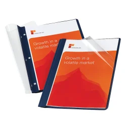 Office Depot® Brand Clear-Front Report Covers With Linen Texture, Navy, Pack Of 5
