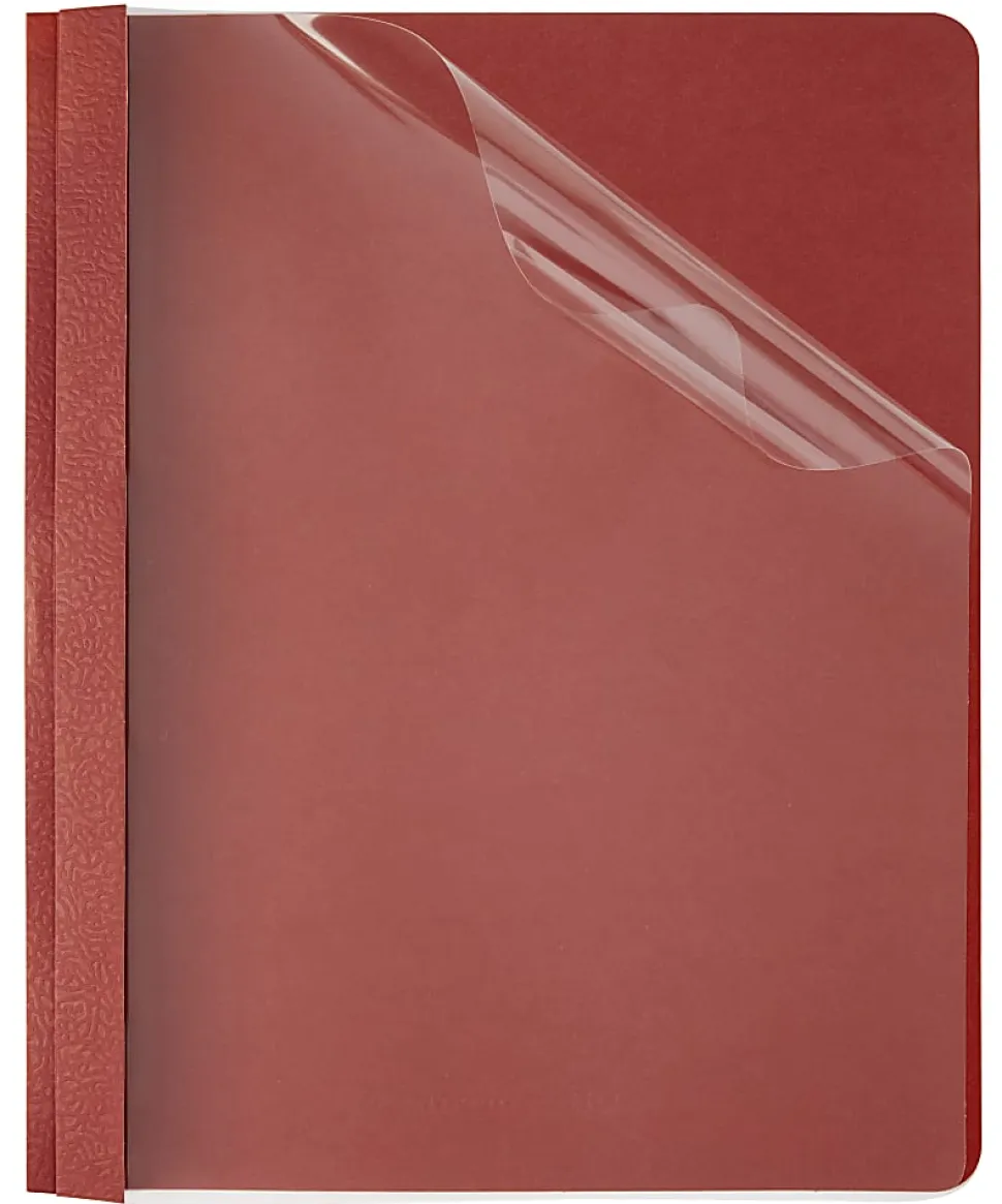Office Depot® Brand Clear-Front Report Covers With Pocket, 8 1/2" x 11", 1/2" Capacity, Black, Pack Of 25