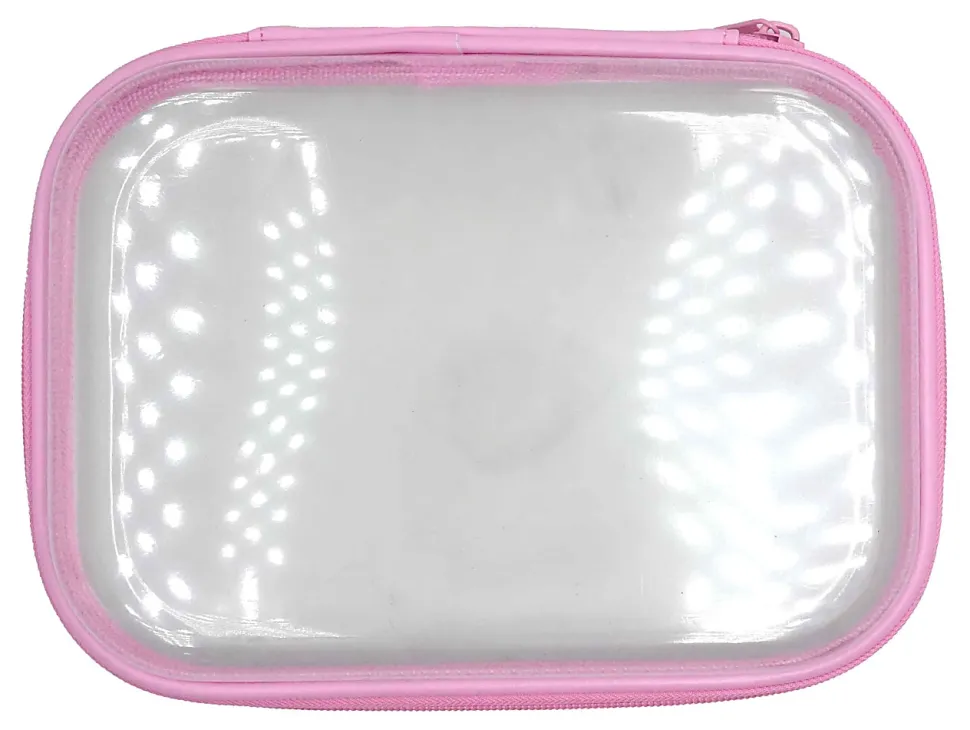 Office Depot® Brand Clear Pencil Case With Trim, 9" x 6-3/4", Light Pink