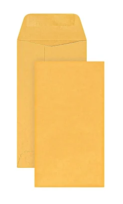 Office Depot® Brand Coin Envelopes, 3-1/2" x 6-1/2", Gummed Seal, Manila, Box Of 500