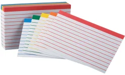 Office Depot® Brand Color-Coded Ruled Index Cards, 3" x 5", Assorted Colors, Pack Of 100