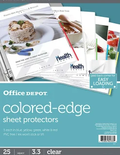 Office Depot® Brand Colored-Edge Sheet Protectors, 8-1/2" x 11", Clear, Pack Of 25