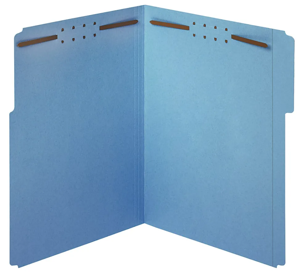Office Depot® Brand Color Fastener File Folders, Letter Size, Blue, Pack Of 50 Folders