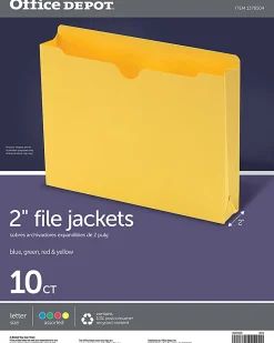 Office DepotĀ® Brand Color File Jackets, 2" Expansion, 8 1/2" x 11", Letter Size, Assorted Colors, Pack Of 10 Jackets