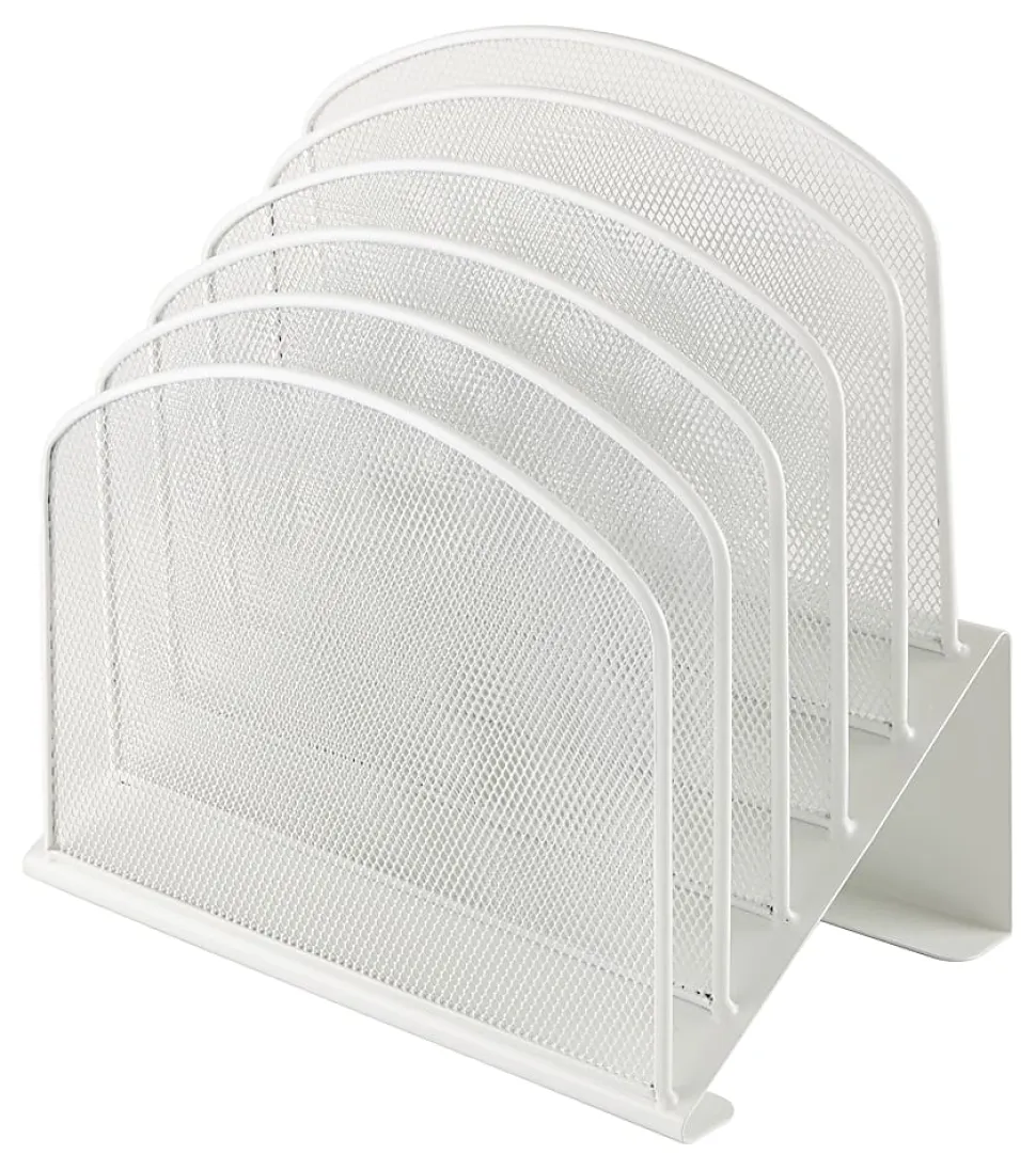 Office Depot® Brand 5-Compartment Mesh Incline Sorter, 11-3/4”H x 11-1/4”W x 7-1/4”D, White