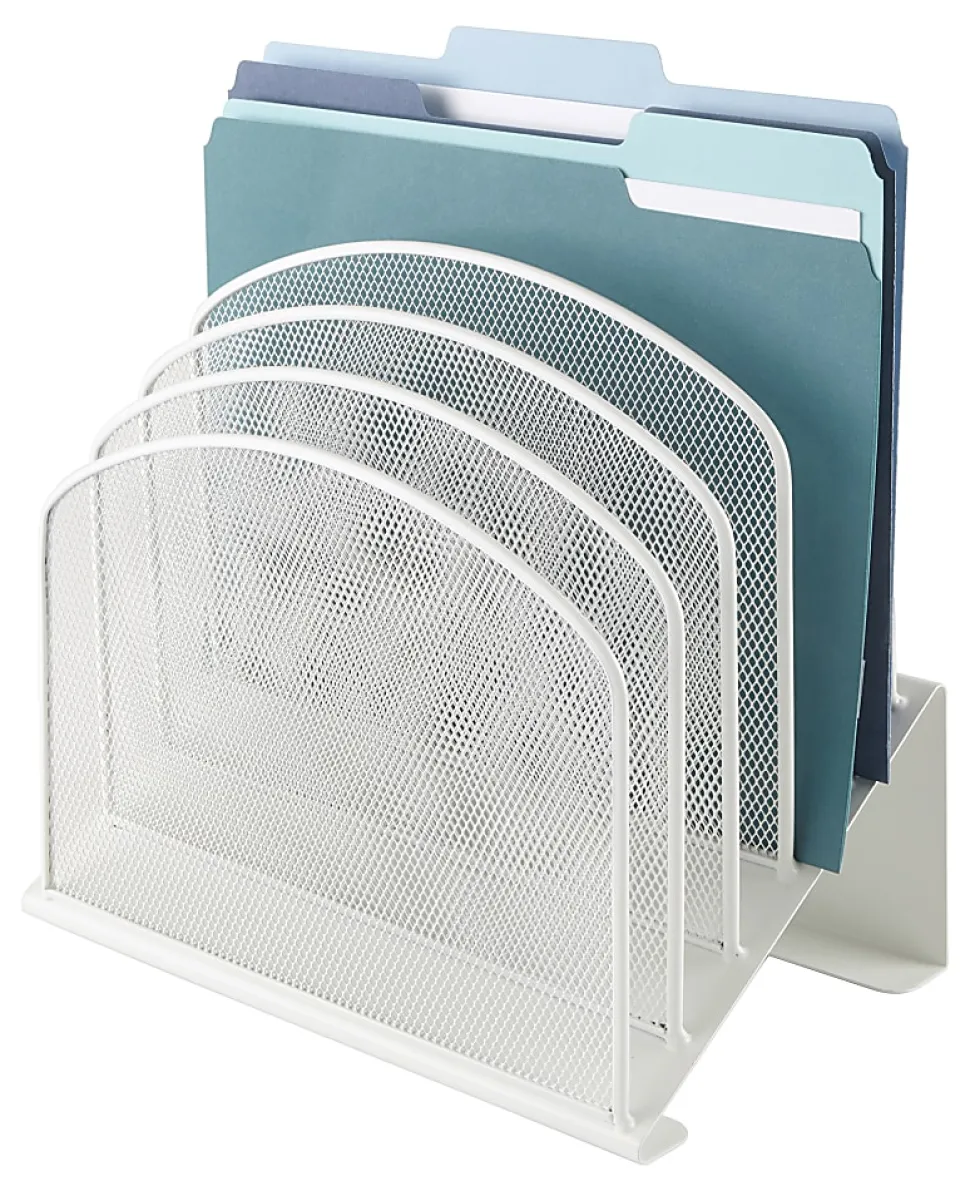 Office Depot® Brand 5-Compartment Mesh Incline Sorter, 11-3/4”H x 11-1/4”W x 7-1/4”D, White