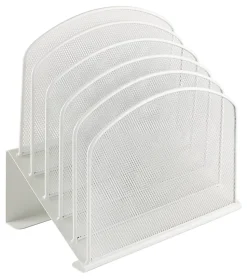 Office Depot® Brand 5-Compartment Mesh Incline Sorter, 11-3/4”H x 11-1/4”W x 7-1/4”D, White