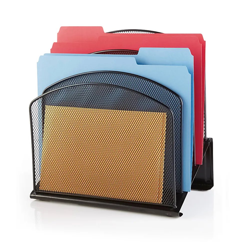 Office Depot® Brand 5-Compartment Mesh Incline Sorter, Black