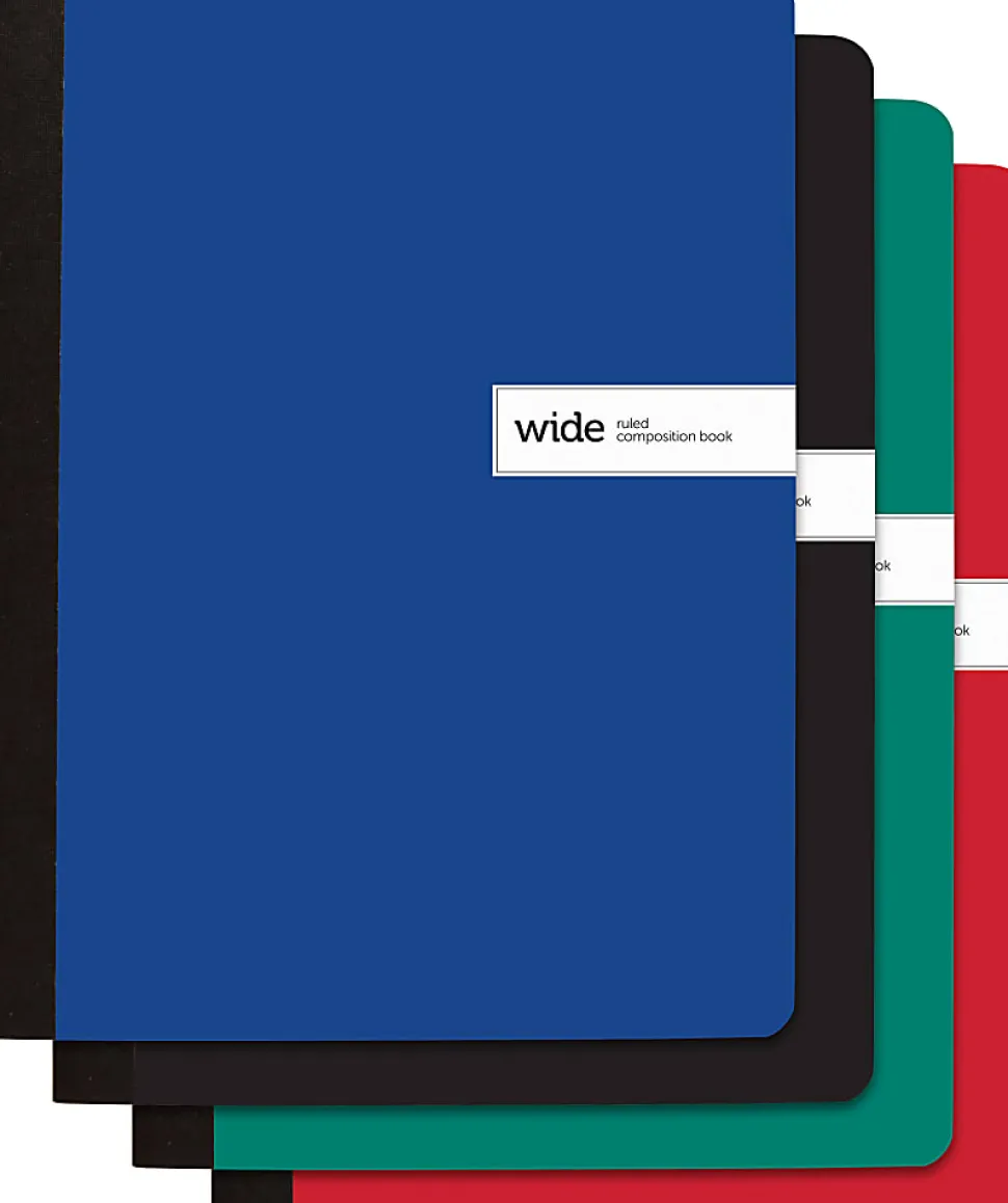 Office Depot® Brand Composition Books, 7-1/2" x 9-3/4", Wide Ruled, 80 Sheets, Assorted Colors, Pack Of 4 Books