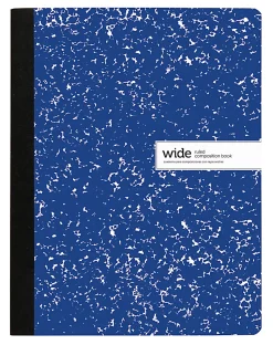Office Depot® Brand Composition Notebook, 9-3/4" x 7-1/2", Wide Ruled, 100 Sheets, Blue/White