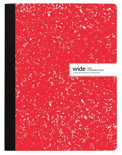 Office Depot® Brand Composition Notebook, 9-3/4" x 7-1/2", Wide Ruled, 100 Sheets, Red/White