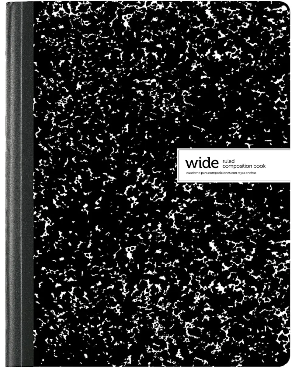 Office Depot® Brand Composition Books, 7-1/2" x 9-3/4", Wide Ruled, 100 Sheets, Black/White, Case Of 24 Notebooks