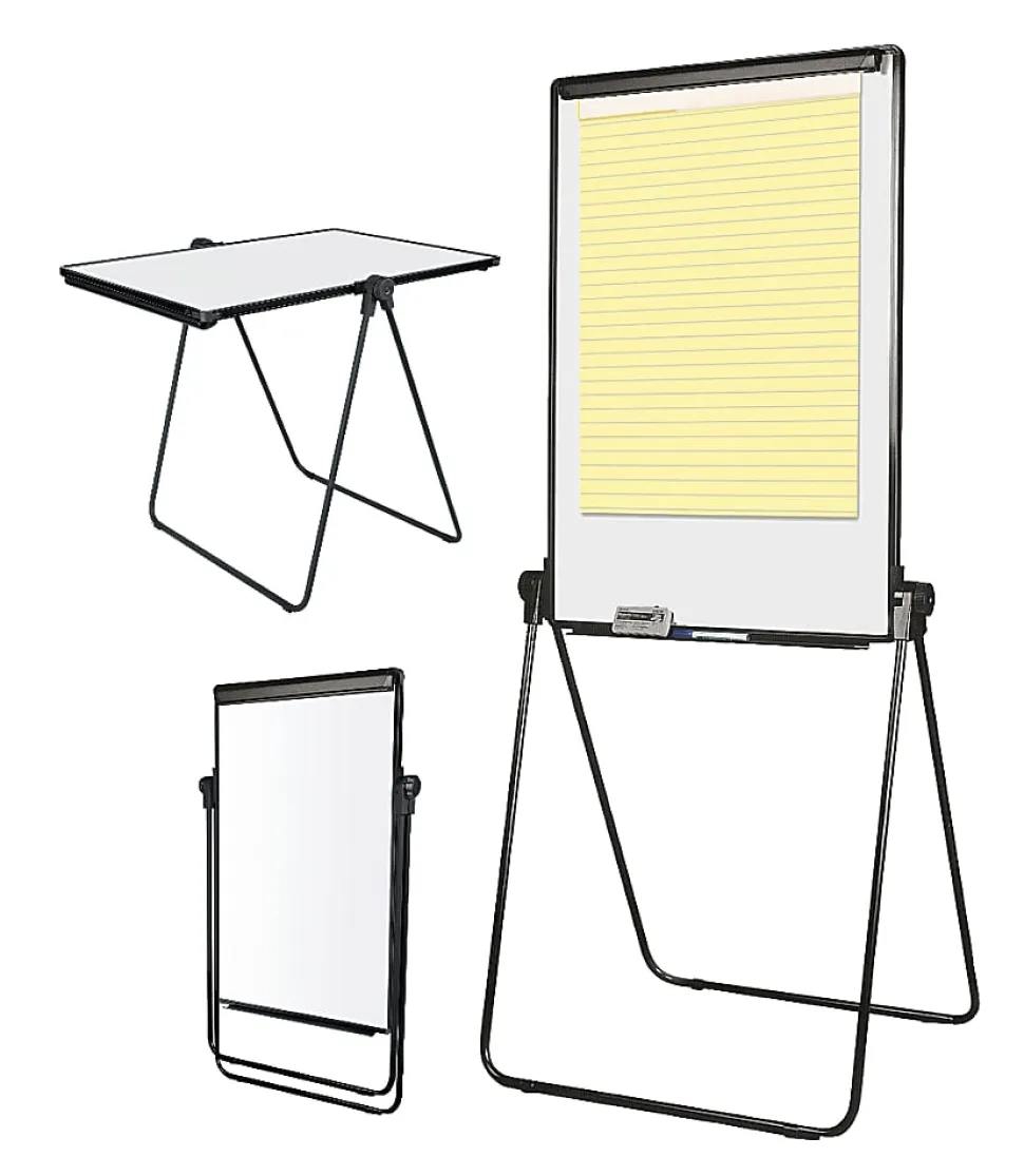 Office Depot® Brand Convertible Table/Footbar Non-Magnetic Dry-Erase Whiteboard Presentation Easel, 67" x 30-1/2", Metal Frame With Black Finish