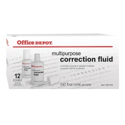 Office Depot® Brand Correction Fluid, Multipurpose, 0.68 oz (20 mL), White, Pack Of 12