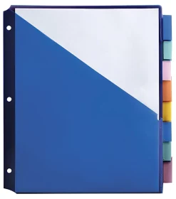 Office Depot® Brand Double-Pocket Insertable Plastic Divider, 8-Tab, 9" x 11", Assorted Colors