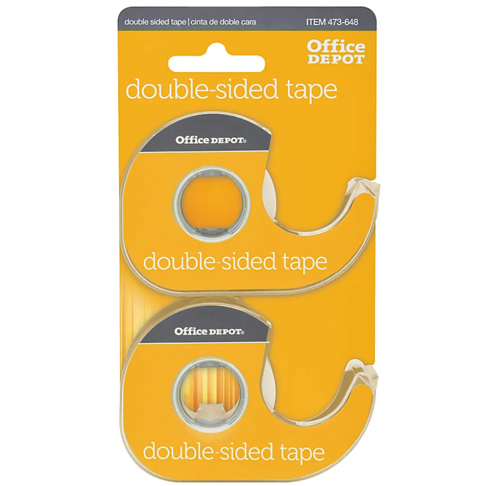 Office Depot® Brand Double-Sided Tape In Dispensers, 1/2" x 400", Clear, Pack of 2 rolls