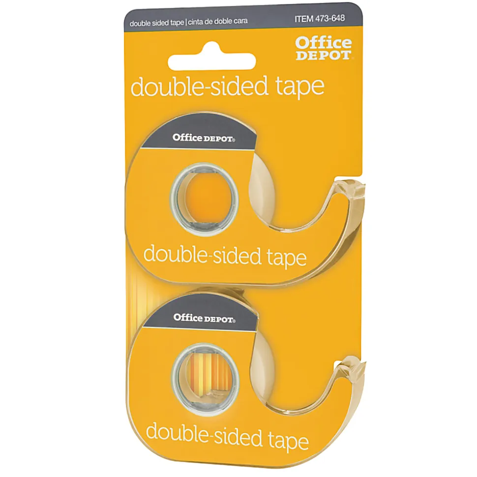 Office Depot® Brand Double-Sided Tape In Dispensers, 1/2" x 400", Clear, Pack of 2 rolls