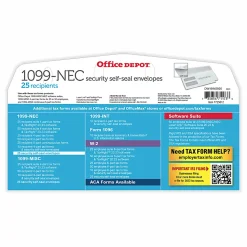Office Depot® Brand Double-Window Self-Seal Envelopes For 1099-NEC 3-Up Tax Forms, 8-3/8"W x 3-7/8"H, Pack Of 25 Envelopes