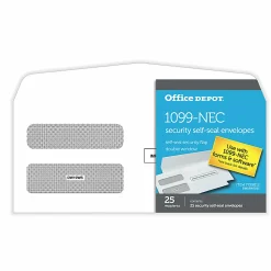 Office Depot® Brand Double-Window Self-Seal Envelopes For 1099-NEC 3-Up Tax Forms, 8-3/8