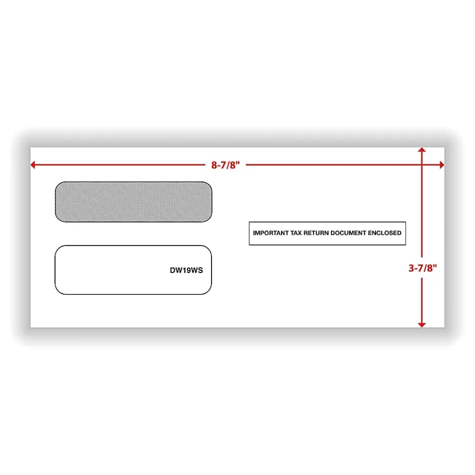 Office Depot® Brand Double-Window Self-Seal Envelopes For 1099-NEC 3-Up Tax Forms, 8-3/8"W x 3-7/8"H, Pack Of 25 Envelopes