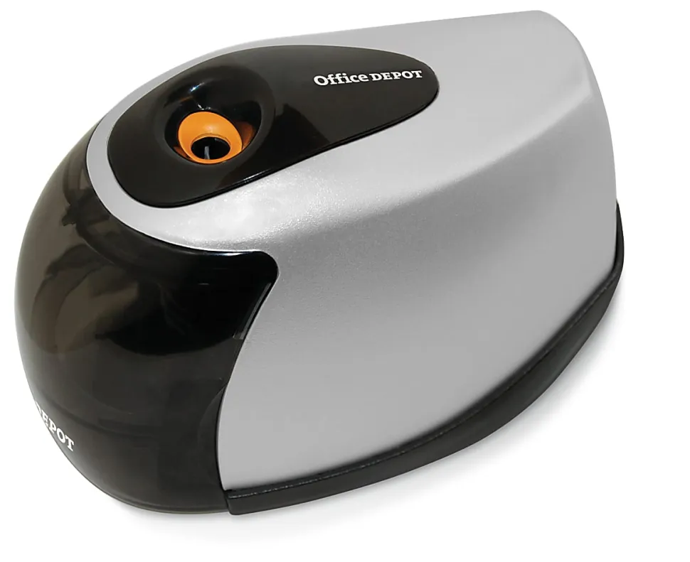 Office Depot® Brand Dual-Powered Pencil Sharpener, 6", Black/Silver