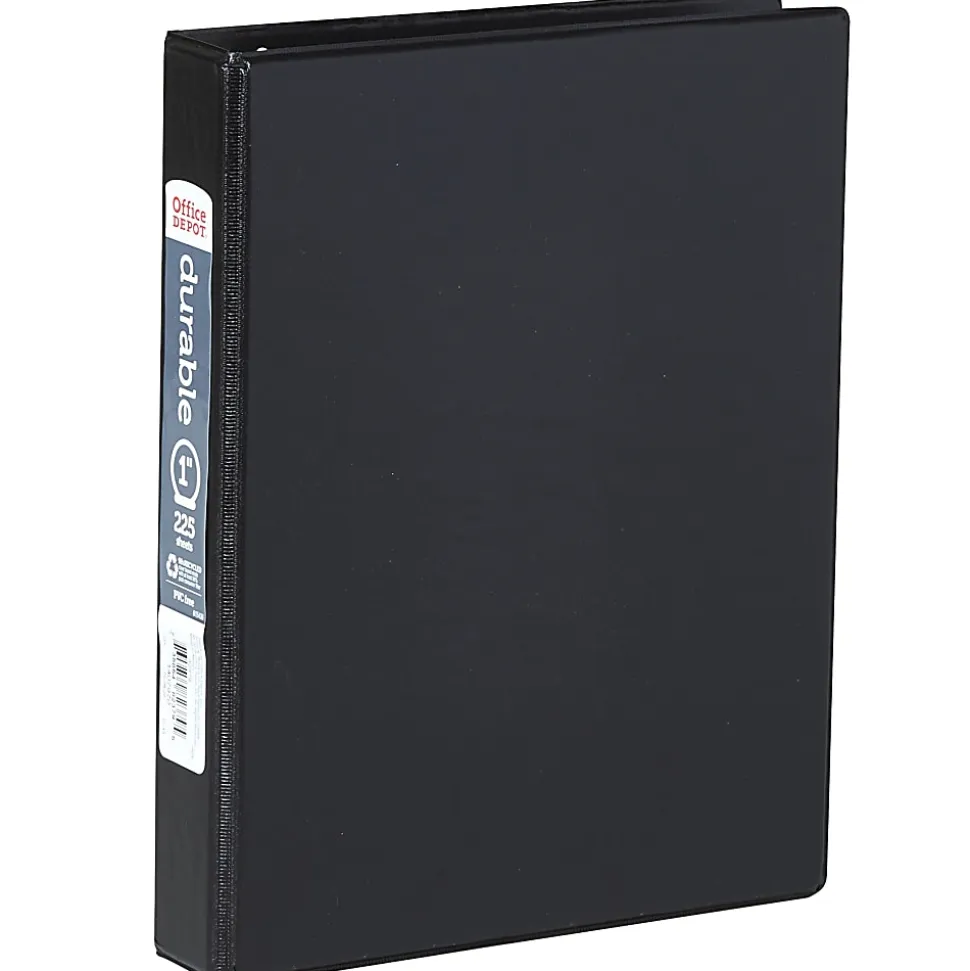Office Depot® Brand Durable Reference Memo Size 3-Ring Binder, 1" Round Rings, 49% Recycled, Black