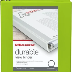 Office Depot® Brand Durable View 3-Ring Binder, 1 1/2" Round Rings, Green