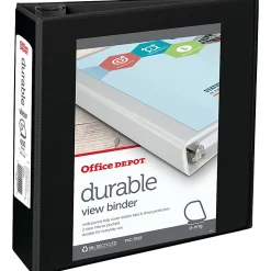 Office Depot® Brand Durable View 3-Ring Binder, 3" Slant Rings, Black