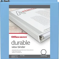 Office DepotĀ® Brand Durable View 3-Ring Binder, 2" Round Rings, 49% Recycled, Light Blue