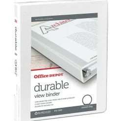 Office Depot® Brand Durable View 3-Ring Binder, 1/2" Round Rings, White, OD02959