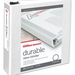 Office Depot® Brand Durable View 3-Ring Binder, 3" Round Rings, White
