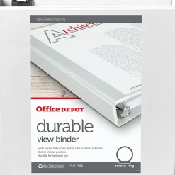 Office Depot® Brand Durable View 3-Ring Binder, 3" Round Rings, White